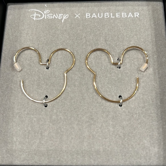 ⚜️BaubleBar Mickey Mouse Disney 18K Gold Sterling Silver Threader Hoop earrings - Picture 4 of 9